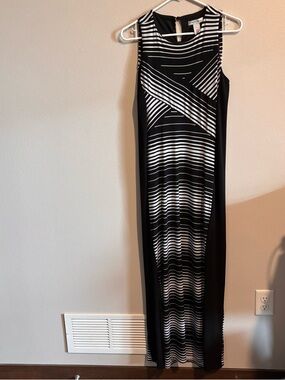 White House Black Market Black and White Striped Maxi Dress Size S